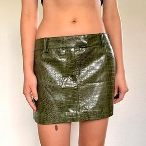 MNG Green Faux Leather Mini Skirt